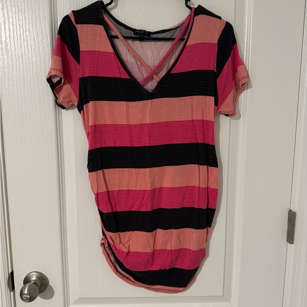 Striped V-Neck Women's Maternity Top